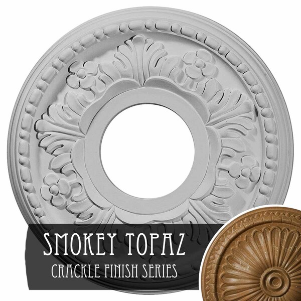 Ekena Millwork Helene Ceiling Medallion (Canopies up to 5 1/4"), 11 7/8"OD x 3 5/8"ID x 7/8"P, Smokey Topaz Crackle CM11HESTC - main